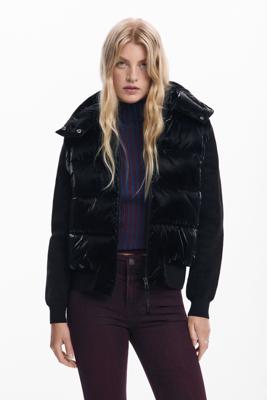 Glanzende omkeerbare gewatteerde jas - BLACK - XL