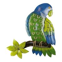 Metalen Wanddecoratie Vogel Blauw/Groen