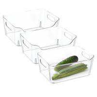 Koelkast/keuken organizer mand/bak - 3x - transparant - kunststof - L23 x B16 x H9 cm - groente lade