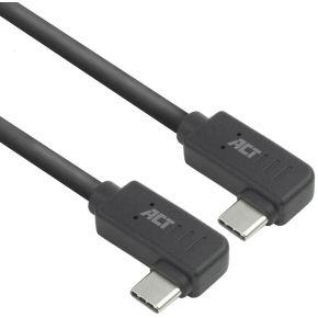 ACT USB 3.0 10Gbps 60W Type-C haaks links/rechts naar USB-kabel USB 3.2 Gen 2 (3.1 Gen 2) 2 m USB C