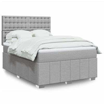 Boxspring met matras stof lichtgrijs 140x190 cm