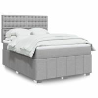 Boxspring met matras stof lichtgrijs 140x190 cm