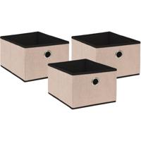 Opbergmand/kastmand - 3x - beige - karton/kunststof - 15 liter - 32 x 25 x 18 cm - thumbnail