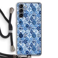 Blauw motief: Samsung Galaxy S21 Transparant Hoesje met koord
