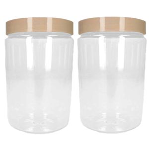 Voorraadpot/bewaarpot - 2x - 800 ml - kunststof - beige- B10 x H15 cm