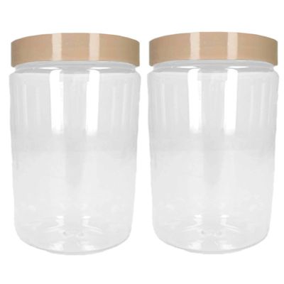 Voorraadpot/bewaarpot - 2x - 800 ml - kunststof - beige- B10 x H15 cm