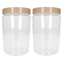 Voorraadpot/bewaarpot - 2x - 800 ml - kunststof - beige- B10 x H15 cm