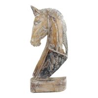 Houten Beeld Paardenhoofd Whitewash (52 x 23 cm)