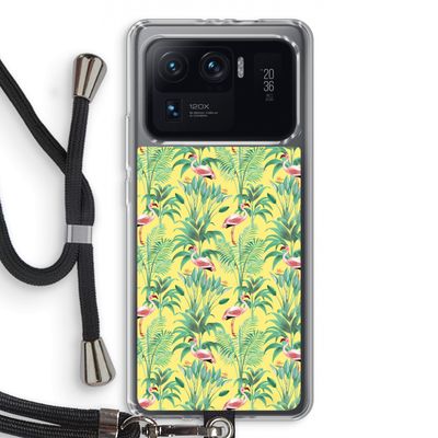 Flamingo party: Xiaomi Mi 11 Ultra Transparant Hoesje met koord