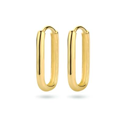 18k Geelgouden Klapoorringen Paperclip - 16 mm