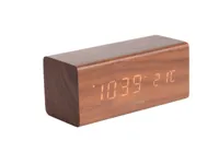 Alarm clock Block dark wood veneer, white LED Alarm clock Block dark wood veneer, white LED