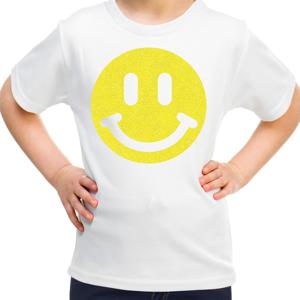 Verkleed T-shirt voor meisjes - smiley - wit - carnaval - feestkleding voor kinderen