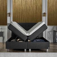 1-Persoons Boxspring Met Opbergruimte - Home Storage - Antraciet 90x200 cm - Pocketvering - Inclusief Topper - Dekbed-Discounter.nl - thumbnail