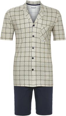 Katoenen heren doorknoopshortama beige