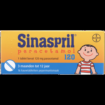 Sinaspril Paracetamol kauwtabletten 120 mg, 16 stuks bij Jumbo