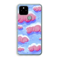 Roze wolken met vogels: Google Pixel 5 Transparant Hoesje Roze wolken met vogels: Google Pixel 5 Transparant Hoesje
