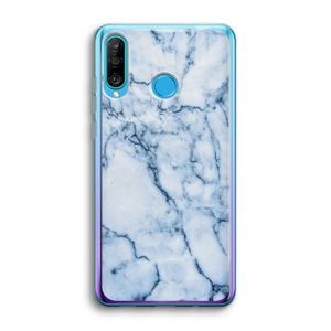 Blauw marmer: Huawei P30 Lite Transparant Hoesje