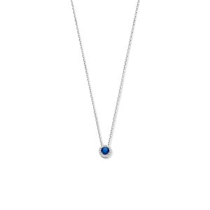 Ketting Halo zilver-synth. saffier-zirconia zlverkleurig-blauw-wit 1,3 mm 42-45 cm