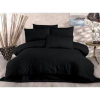 Beddengoedset - 1 dekbedovertrek 220 x 240 cm + 2 kussenslopen 60 x 60 cm - 70% polyester, 30% katoen - Zwart