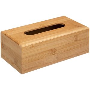 Tissuebox/tissuedoos - bamboe/hout - 25 x 13 x 9 cm - lichtbruin - universeel