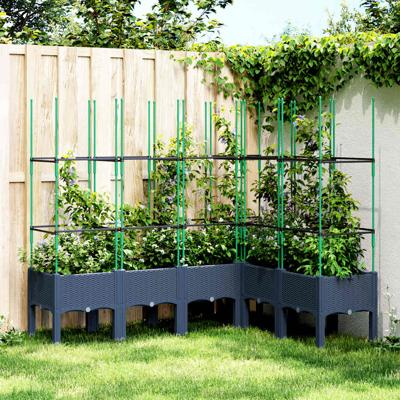 VidaXL Plantenbak met latwerk 160x120x142,5 cm polypropeen grijs