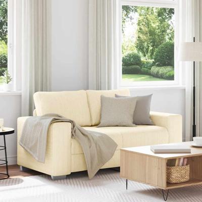 Loveseat Sofa Crme 120 cm Corduroy Stof