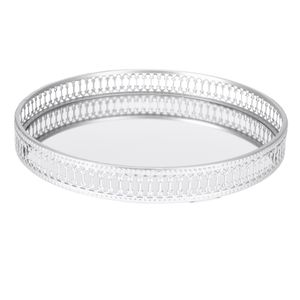 Ronde kaarsenbord / kaarsplateau zilver spiegelbodem D30 cm   -