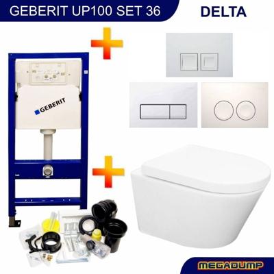 Up100 Toiletset 36 Vesta Rimless Met Bril En Drukplaat Aqua Splash