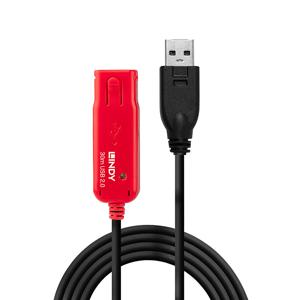 LINDY USB-kabel USB 2.0 USB-A stekker, USB-A bus 30.00 m Zwart, Rood 42923