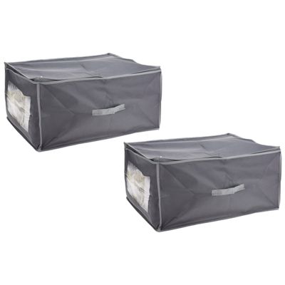 2x stuks dekbed/kussen opberghoezen grijs met venster 60 x 45 x 30 cm 2x stuks dekbed/kussen opberghoezen grijs met venster 60 x 45 x 30 cm