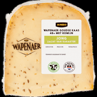 Wapenaer Goudse Kaas Jong met Komijn 48+ Stuk ca. 366 g bij Jumbo
