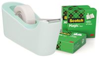 Scotch verzwaarde plakbandafroller inclusief 4 rollen Scotch magic tape, muntgroen - thumbnail