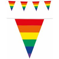Vlaggenlijn regenboog plastic 10 meter decoratie - thumbnail