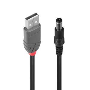 LINDY USB-kabel USB 2.0 USB-A stekker, DC-stekker 5,5 mm 1.50 m Zwart 70267