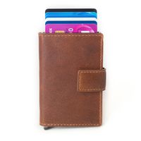 Figuretta Leren Cardprotector RFID Compact Creditcardhouder Cognac - thumbnail