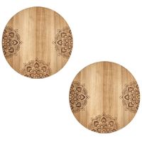 2x Ronde houten snijplanken met mandala print 27 cm