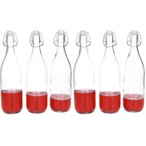 Beugelfles/weckfles set van 24x - transparant - 1 liter - 32 cm - karaf - waterfles met beugeldop