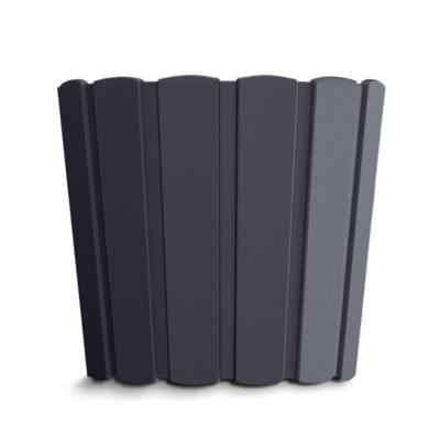 Prosperplast Bloempot/plantenpot - antraciet - kunststof - D24 x H22 cm - houtlook