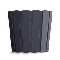 Prosperplast Bloempot/plantenpot - antraciet - kunststof - D24 x H22 cm - houtlook - thumbnail