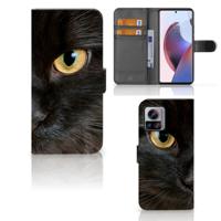 Motorola Edge 30 Ultra | Telefoonhoesje | Met pasjeshouder | Zwarte Kat
