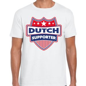 Nederland / Dutch schild supporter t-shirt wit voor heren