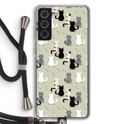 Katten: Samsung Galaxy S21 FE Transparant Hoesje met koord