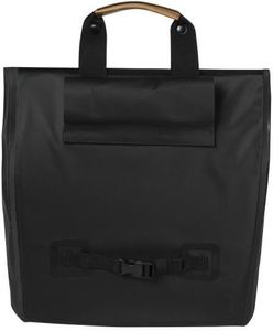 Basil urban dry shopper - waterdichte fietsshopper, vegan leather details, verstelbare sluiting, reflectie, mat zwart