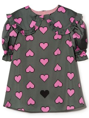 Natasha Zinko Kids robe à imprimé cœurs - Vert