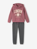 Set sweater met capuchon en jogging van fleece voor meisjes pruim