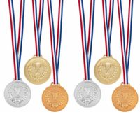 3x stuks medailles met lint - 10x - goud zilver brons - 6 cm - Fopartikelen