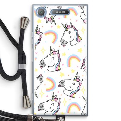 Rainbow Unicorn: Sony Xperia XZ1 Transparant Hoesje met koord