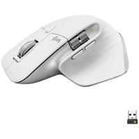 Logitech MX Master 3S Ergonomische muis Bluetooth, Radiografisch Optisch Lichtgrijs 7 Toetsen 8000 dpi Afneembare kabel, Ergonomisch, Intelligent scrollwiel,