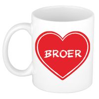 Liefste broer verjaardag cadeau mok - rood hartje - 300 ml - keramiek - broer/zus dag