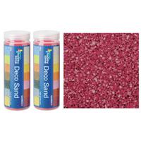 Glorex Hobby zandkorrels/kleine kiezelsteentjes - 2x - bordeaux rood - 480 gram - vulmateriaal